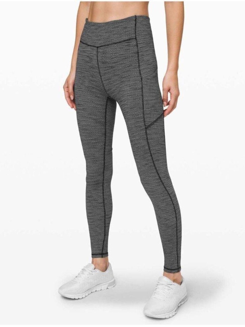 Lululemon Speed Up Tight 28" Luxtreme Luon Variegated Knit Black Heathered Sz 6
